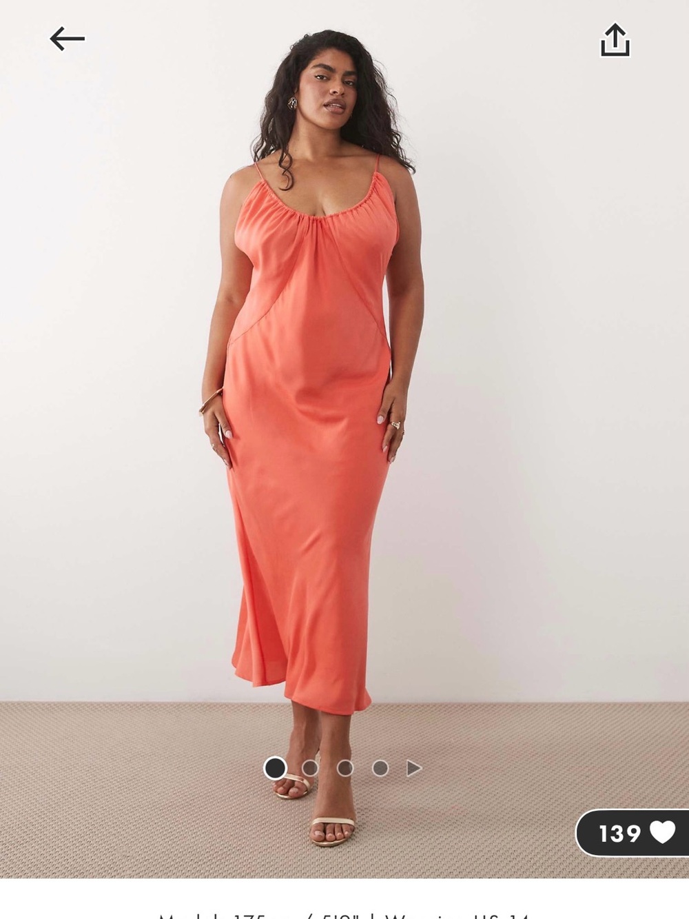 Satin Slip Dress - Coral
